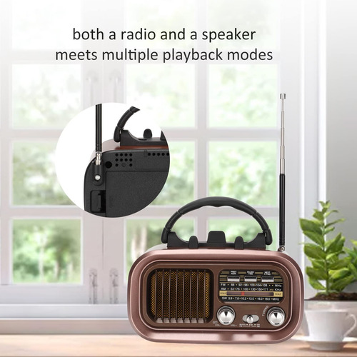 Altavoz De Radio Retro Portátil, Radio Vintage Bluetooth