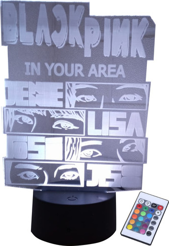 Lampara 3d Ilusion Black Pink Kpop K-pop Decora Bas Neg Cc