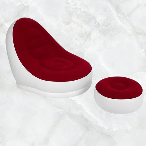 Sofá Inflável Puff Aveludado Descansa Pés Design Resistente Cor Branco