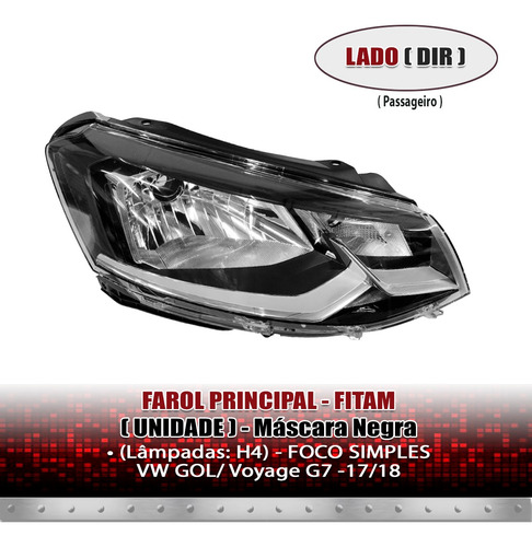 Farol Gol G7 2017 18 Voyage Foco Simples Ld