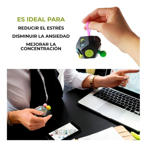 Brinquedo anti-estresse e ansiolítico Fidget; cubo laranja de 12 lados