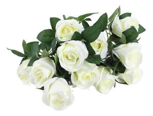  13 Pcs Rosas Artificiales Para Decoración Color Blanco