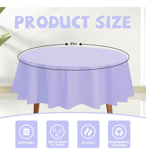 Mantel Desechable De Plástico Jhdzdhy, 84 Cm, Redondo (paque