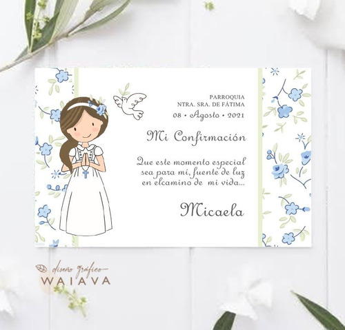 Imagen 6 de 10 de Estampas Confirmación Tarjetas Nenas Horizontal X 3u