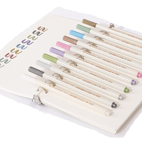 Imagen 3 de 7 de Lapices Metalizados Brush Pincel Sta Set De 10uds