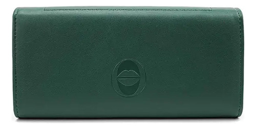 Billetera Oreiro Love Lujo Compacto Color Verde Diseño De La Tela Liso