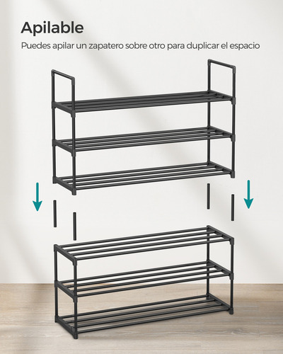 Songmics Zapatero De 3 Niveles 30 X 92 X 55 Cm Color Negro