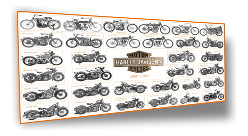 Lienzo Tela Canvas Art Motocicleta Harley Davidson 1907-1956