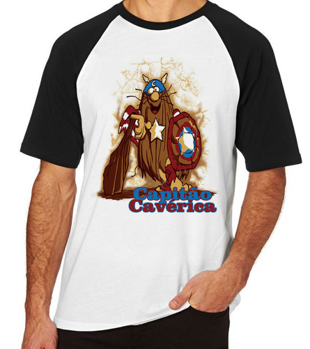 Camiseta Capitão America Caverna Blusas Manga Curta Tamanho