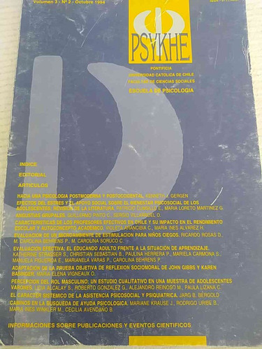 Revista Psykhe V3 2 1994 Kenneth Gergen Sergio Villarroel Ce