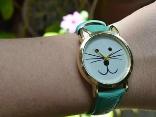 Reloj Juvenil Dama Gatito Geneva, Para Niña O Dama Fashion