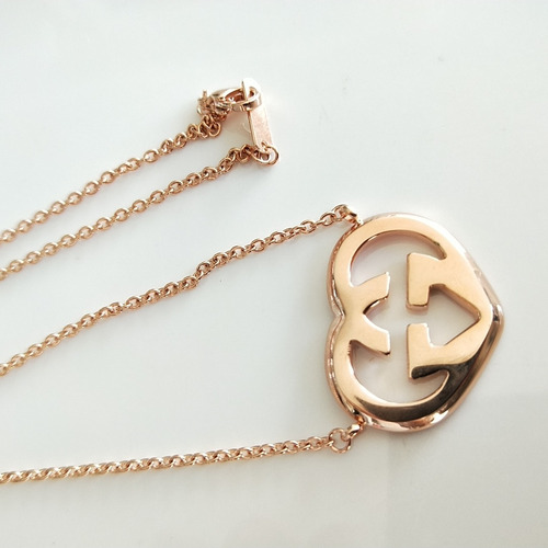 Colar De Aco Coracao Banho Ouro Rose Promocao Semi Joias