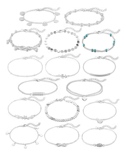 Softones 16 Piezas Pulseras De Tobillo Para Mujeres Niñas Or