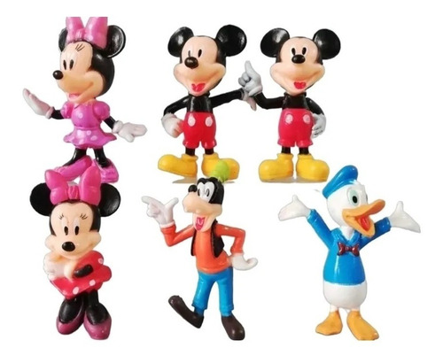 Set 6 Figuras Mickey Mouse 5.5 Cm Minnie Mouse Pack Juguetes