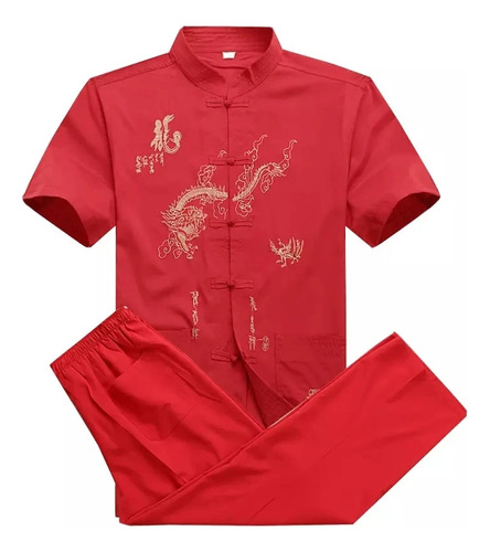 Camisa De Hombre Con Bordado De Traje De Kung-fu, Uniforme W