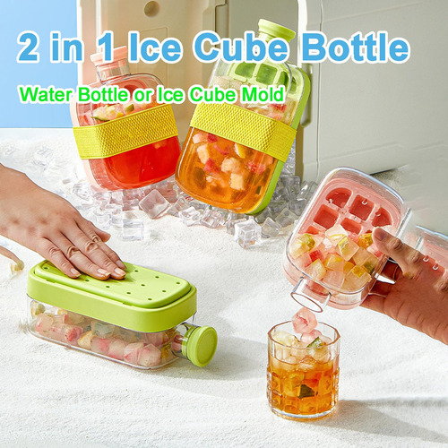 Ice Cube Bottle Con Popote, Bandeja De Hielo Y Botella De