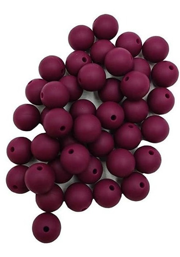 50pcs Vino Rojo Color Silicona Perlas Redondas Sensorial 0..