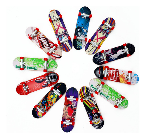 12 Mini Patinetas Dedos Fingerboard Juguete Skate Infantil