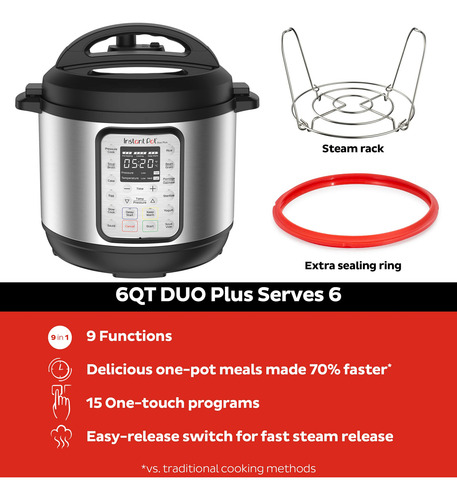 Olla A Presión Eléctrica Instant Pot Duo Plus 9 En 1, 6 Litr