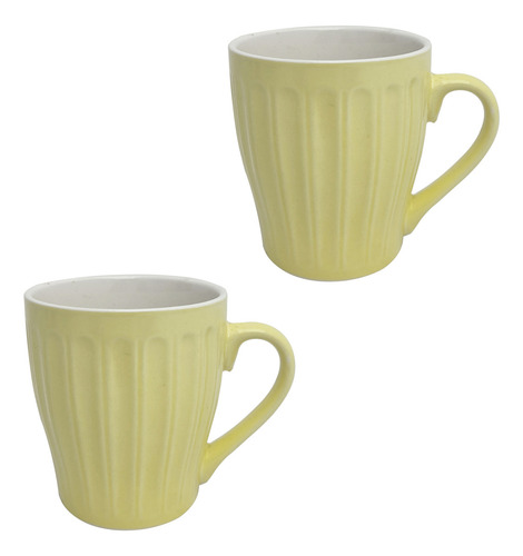 Taza Jarro Cerámica Mug Diseño Coffee Mod8 Cafe Te X2 Unid - Sheshu Color Amarillo