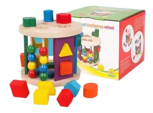 Caja De Cubos Didactico De Forma Geométrica De Madera