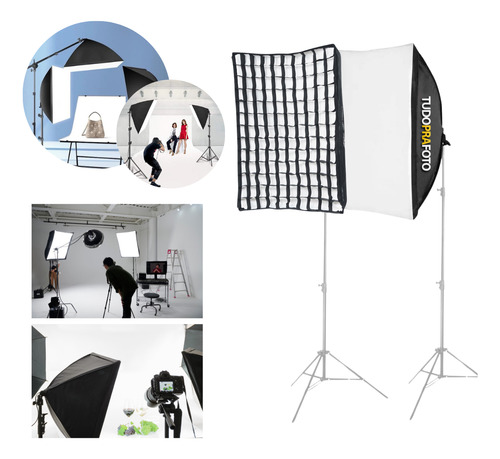 Softbox 50x70cm Com Difusor E Grid Com Soquete E27