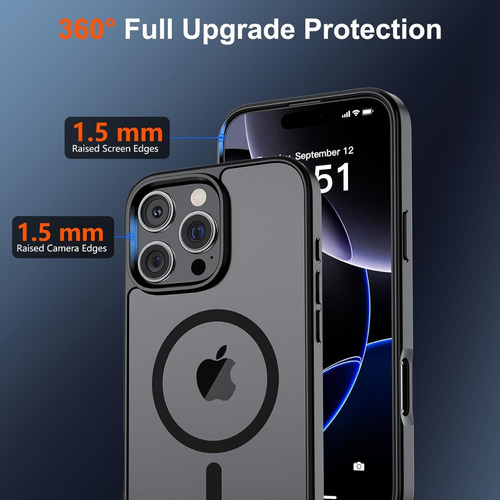 Funda Delgada Translúcida Mate A Prueba De Golpes Con Magnética Antihuellas Para iPhone 16 Pro Max