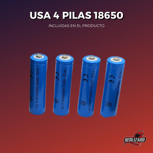 Lampara Laser Led Ultra Brillante 8 O 4 Pilas 18650 30000 Lm