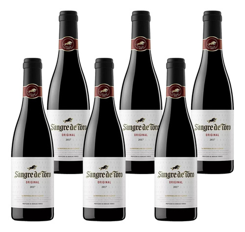 Pack 6 Pz De Vino Tinto Sangre De Toro Torres Original 375ml