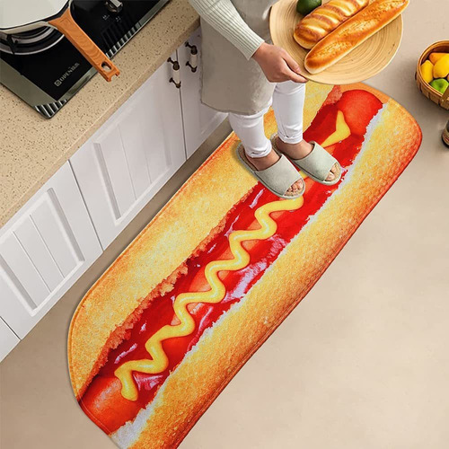 Liguoguo Novedad Hotdog Alfombra Cocina Antideslizante Para