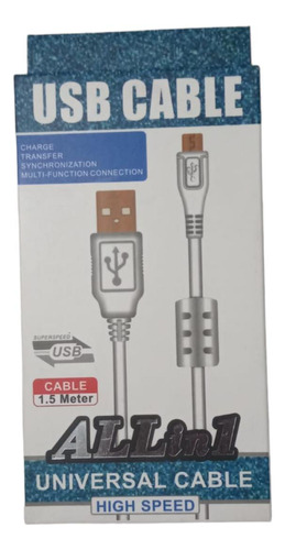 Cable De Carga Para Celular V8 De 1.5m Con Filtro