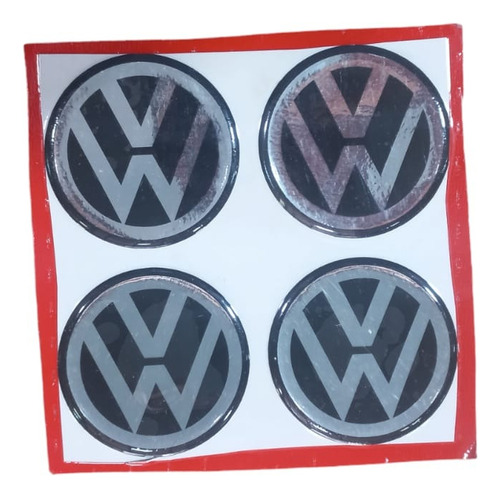 Logo Centro De Llanta  Vw  Negro  55mm Blister X 4