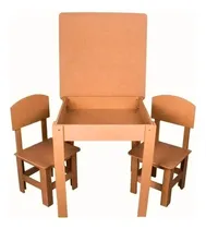Comprar 1 Mesa Baú Brinquedo + 2 Cadeiras Infantil - Mdf Cru Hobbies