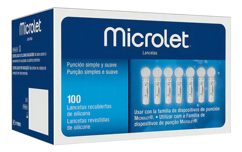 Lancetas Bayer Microlet 100 Un. Glicemia Diabetes Glicose Cor Sem
