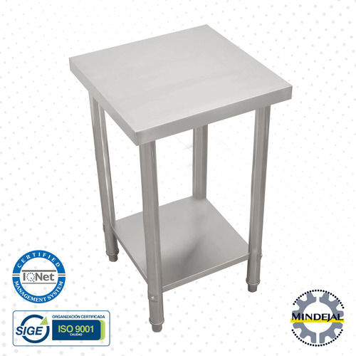 Mesa En Isla Acero Inox 60x60x85 (mindejal) Color Gris