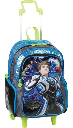 Mochila De Carrinho Max Steel 16y Gd 3 Bolsos Azul Sestini