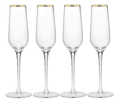 Set De 4 Piezas Copa Champagne Vidrio 220 Ml 4 Juego Copas