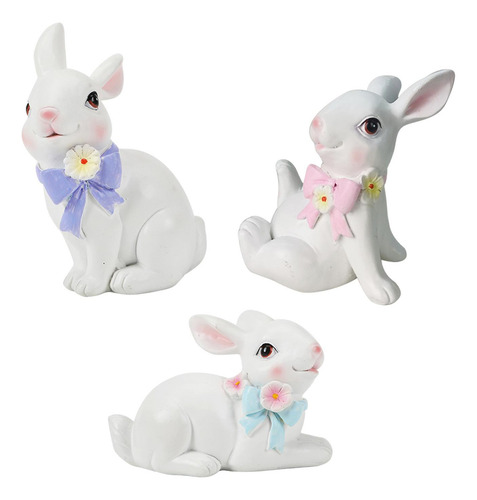 Estatua De Conejo De 3 Uds, Decoración De Pascua,