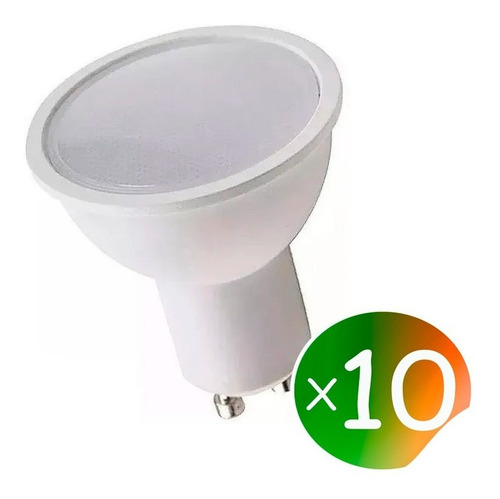 Imagen 2 de 8 de Pack X 10 Lampara Dicroica Led 7w 100° 500lm Gu10 Full