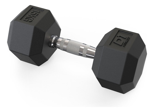 Dumbbell Sextavado Cromado Emborrachado 15kg D1fitness