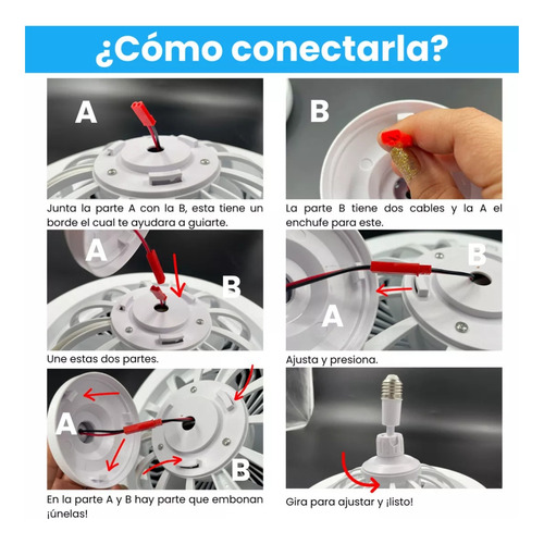 Foco Ventilador Techo Luz Led Control Blanco Interiores Aire