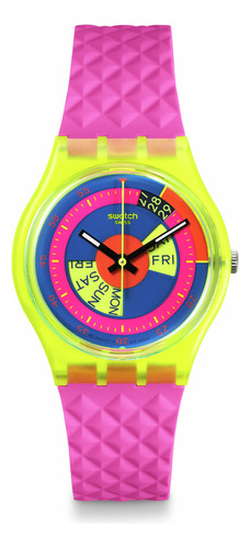 Reloj Swatch So28j700 Shades Of Neon Color de la correa Rosa Color del bisel Amarillo Color del fondo Multicolor