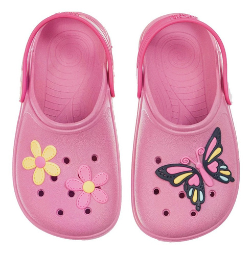 Babuche Infantil Chinelo Menina Borboleta Flor Antiderrapant