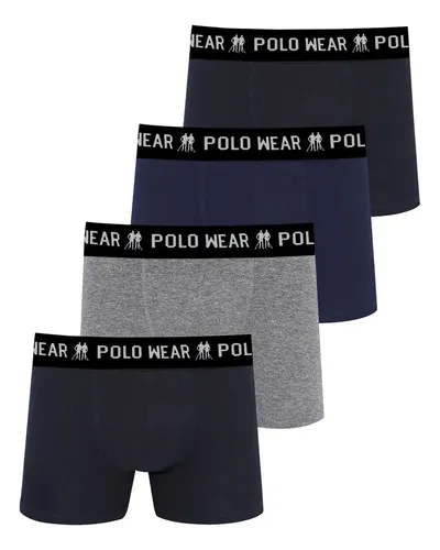 Kit 4 Cuecas Boxer Algodão Polo Wear