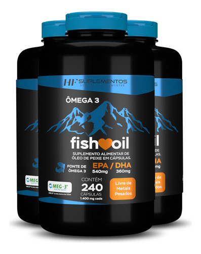 3x Omega 3 Fish Oil Meg 3 240 Cps Hf Suplementos