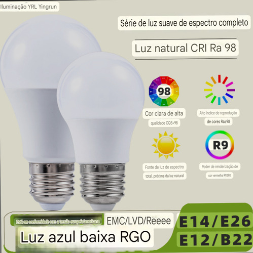Lâmpada De Led Bulbo A70 Irc Ra 98 Espectro Completo 15w X.r Branco-quente 3000k