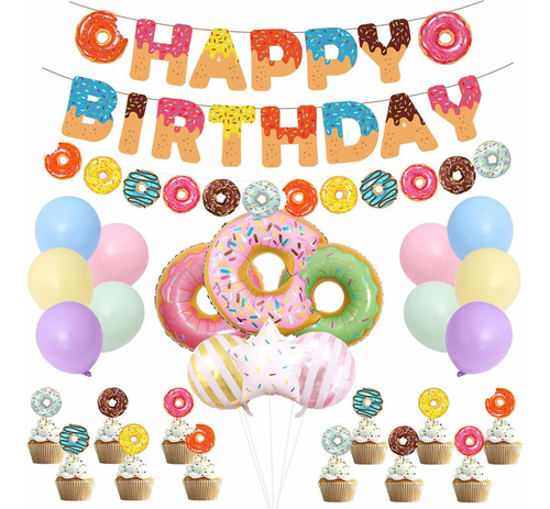 Donut  Birthday Party Supplies Kit  Donut Garland Banne...