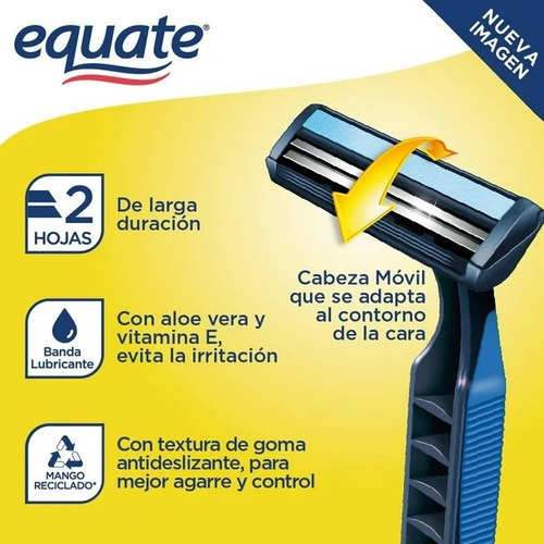 4 Pza Rasuradoras Equate Para Hombre Antidesliz Mango De Gom