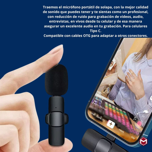 Microfono Inalámbrico De Solapa Celular Tablet Tipo C