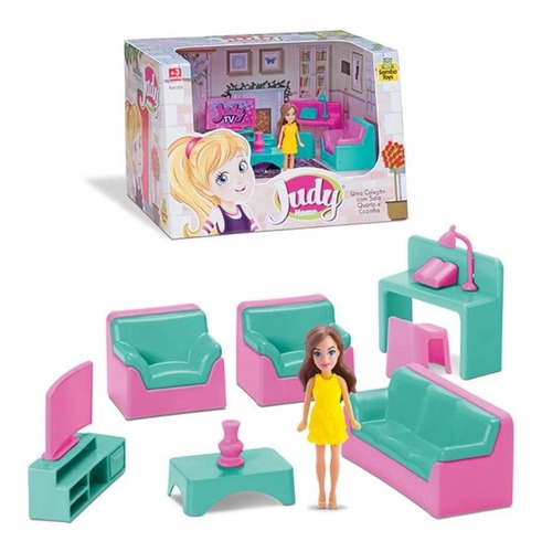 Brinquedo Mini Casinha Sala Infantil Boneca Judy Meninas